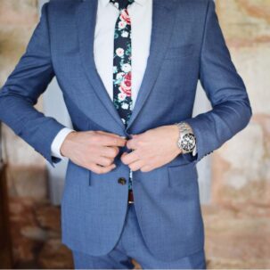 Navy Blue Velvet Blazer