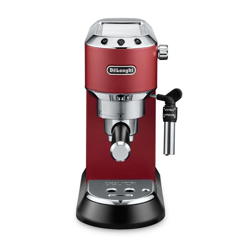Pusiau automatinis kavos aparatas DELONGHI EC685.R Dedica Style klasikinis espreso aparatas - raudonas, Su rankiniu pieno plakimu – Image 3