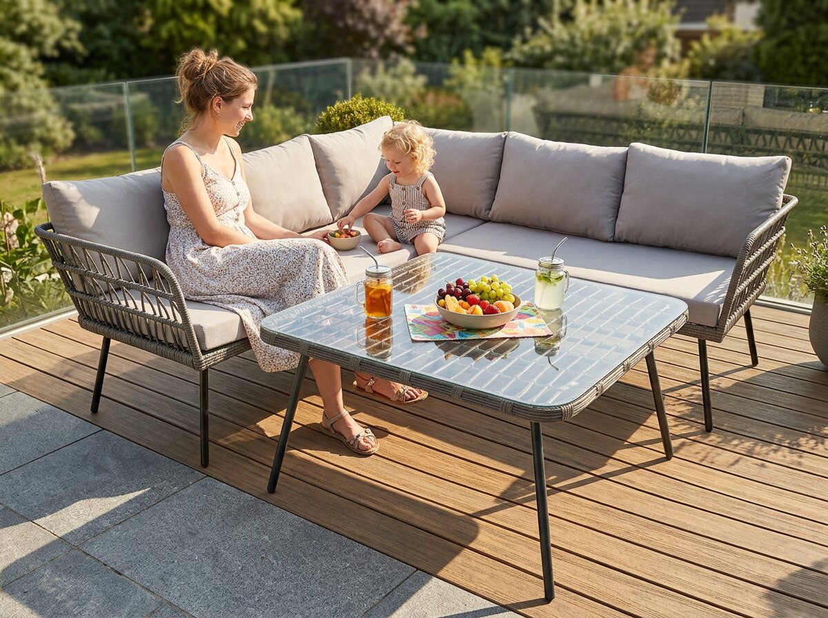 2-ių dalių lauko baldų komplektas Garden Line Cocheta, pilkas/smėlio spalvos – Image 8