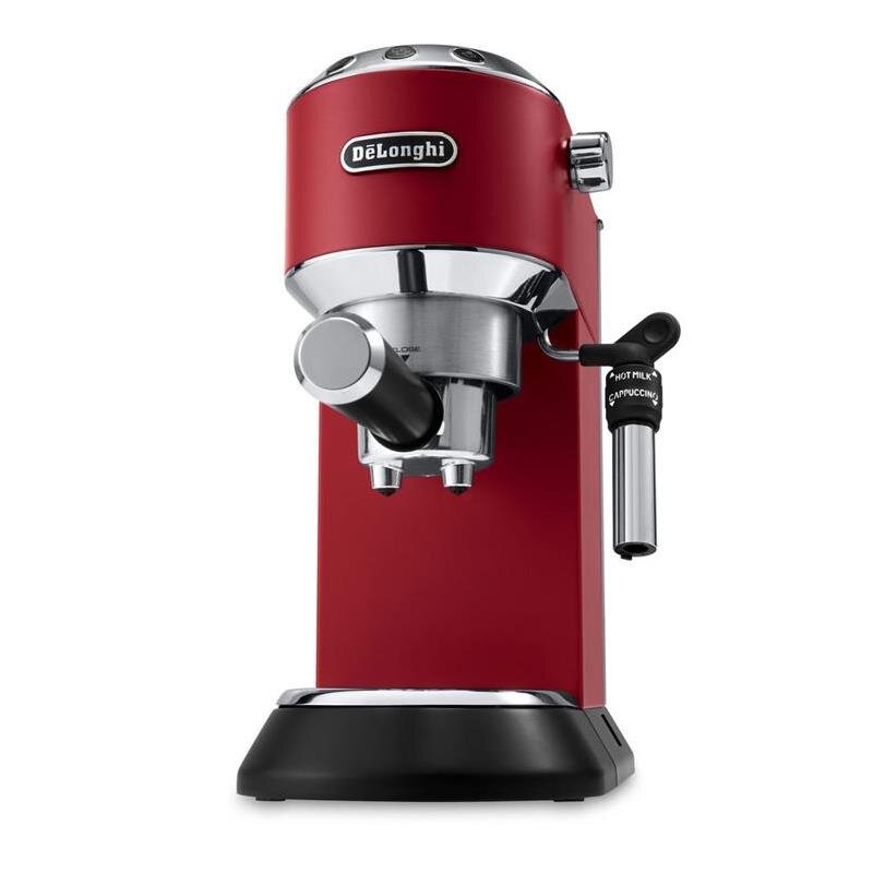 Pusiau automatinis kavos aparatas DELONGHI EC685.R Dedica Style klasikinis espreso aparatas - raudonas, Su rankiniu pieno plakimu – Image 2