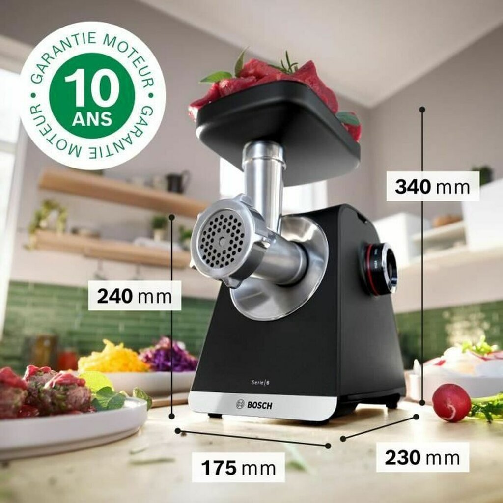 Mėsmalė BOSCH Serija 6 MFWS660B mėsos malimo mašina - 500 W - 3 malimo tinklai - Juoda – Image 7