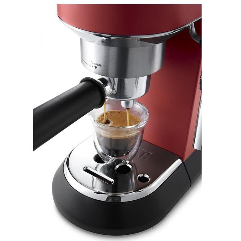 Pusiau automatinis kavos aparatas DELONGHI EC685.R Dedica Style klasikinis espreso aparatas - raudonas, Su rankiniu pieno plakimu – Image 5