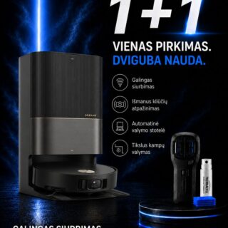 Dulkių siurblys-robotas Dreame X50 Ultra Complete Black + Thermacell repelentas nuo uodų MR300, juodas, Su plovimo funkcija, Automatinis išsivalymas