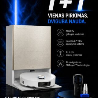 Dulkių siurblys-robotas Dreame X60 Ultra Complete + Thermacell repelentas nuo uodų MR300, juodas, Su plovimo funkcija, Automatinis išsivalymas