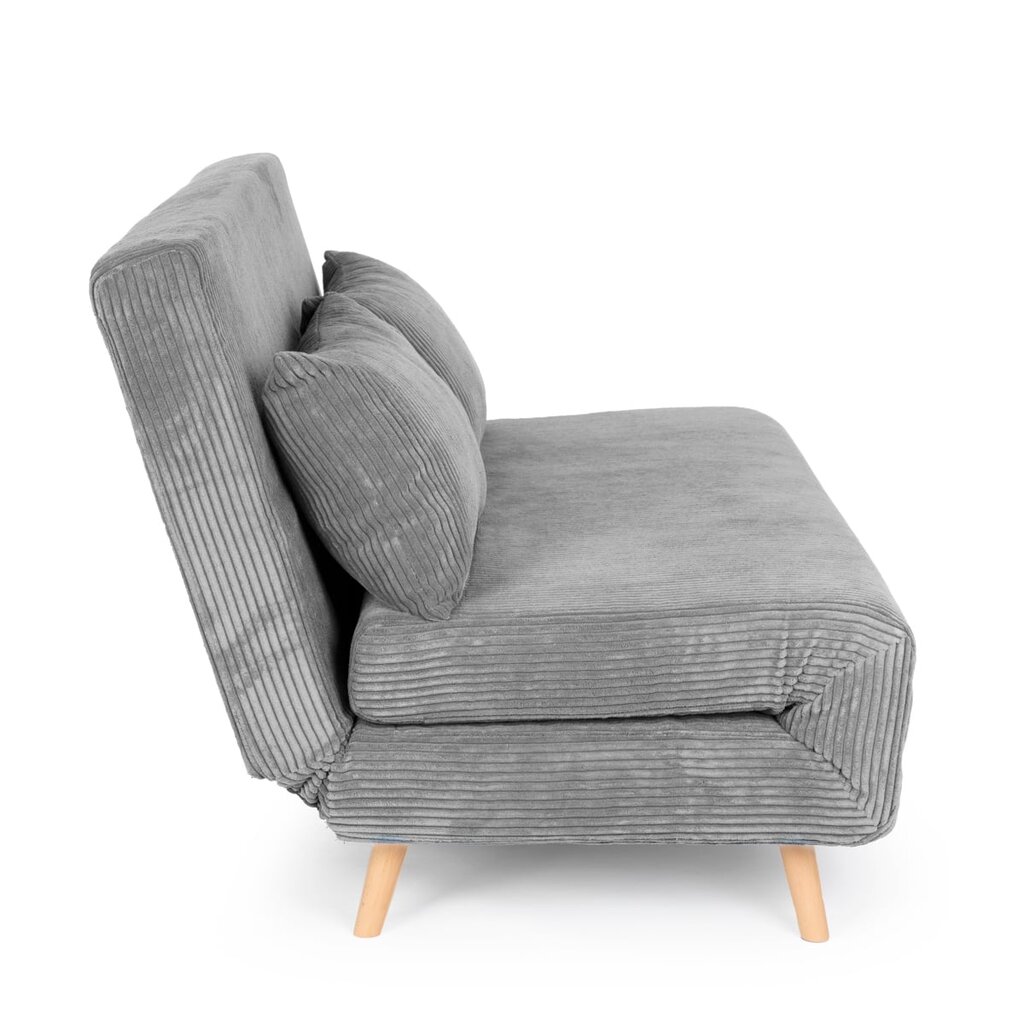 Dvivietė sofa SOLACE su miego funkcija, pilkos spalvos veliūras – kompaktiškas komfortas ir modernus stilius – Image 7