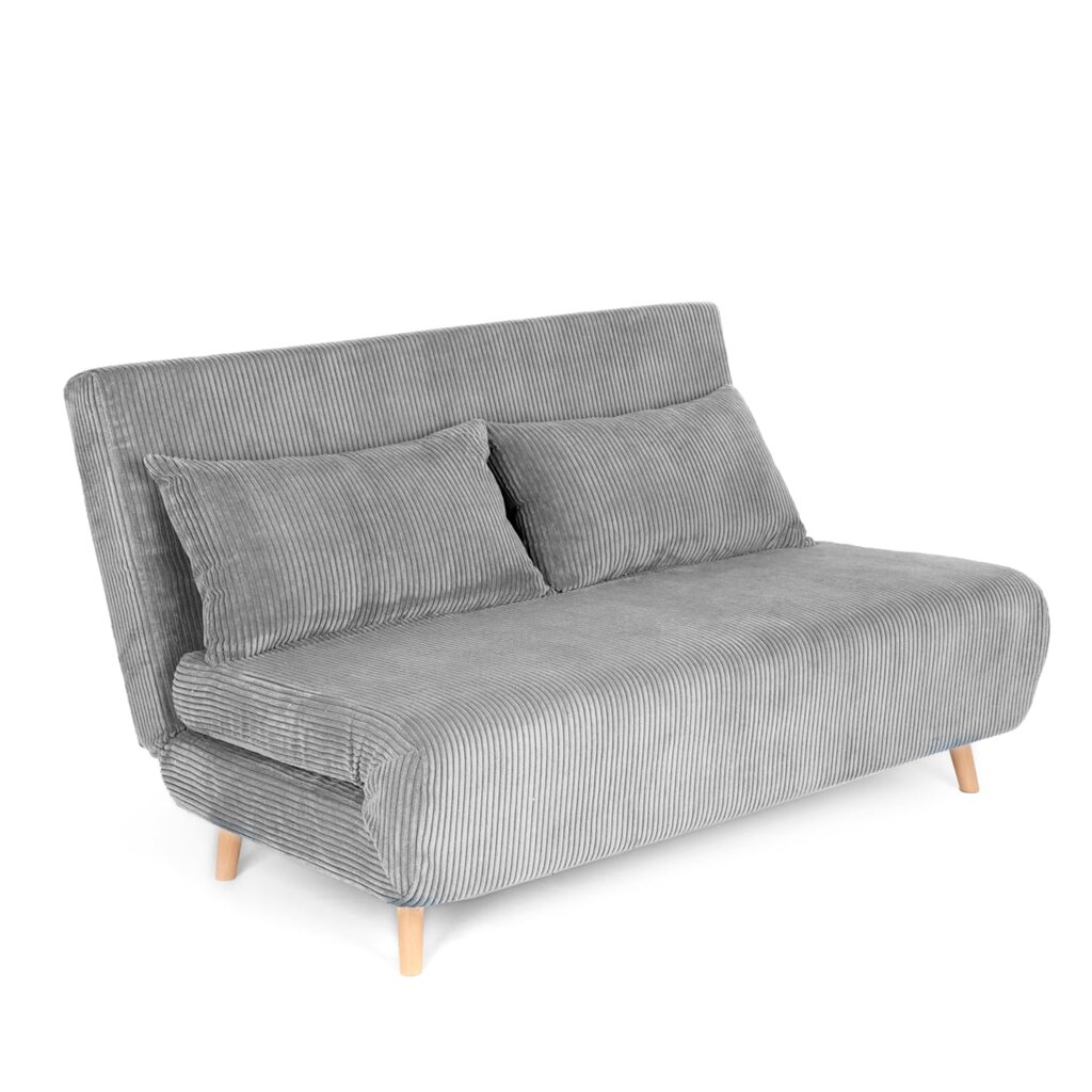Dvivietė sofa SOLACE su miego funkcija, pilkos spalvos veliūras – kompaktiškas komfortas ir modernus stilius – Image 2