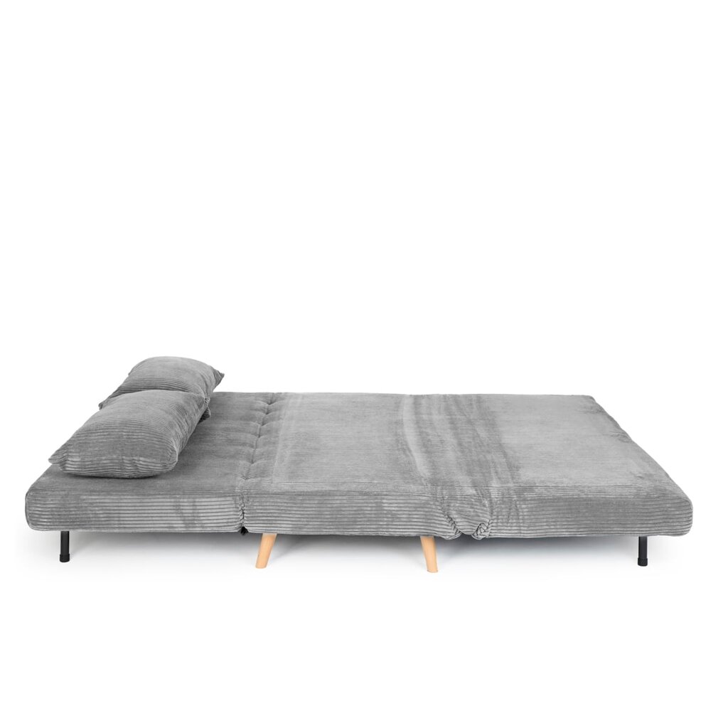 Dvivietė sofa SOLACE su miego funkcija, pilkos spalvos veliūras – kompaktiškas komfortas ir modernus stilius – Image 3