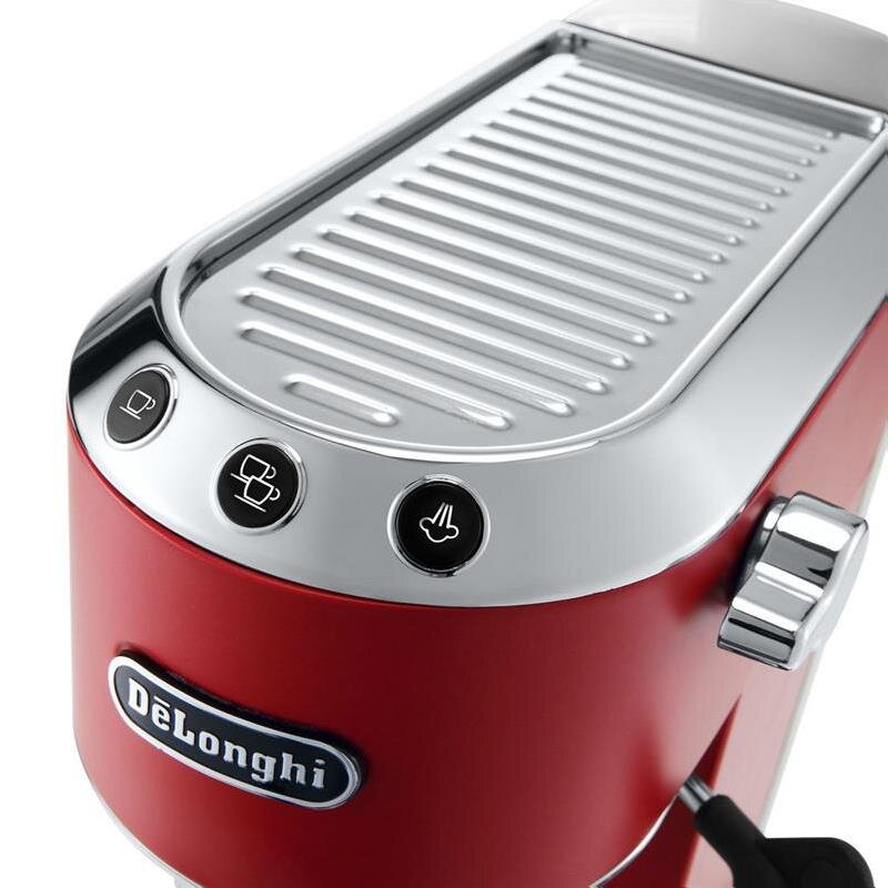 Pusiau automatinis kavos aparatas DELONGHI EC685.R Dedica Style klasikinis espreso aparatas - raudonas, Su rankiniu pieno plakimu – Image 7