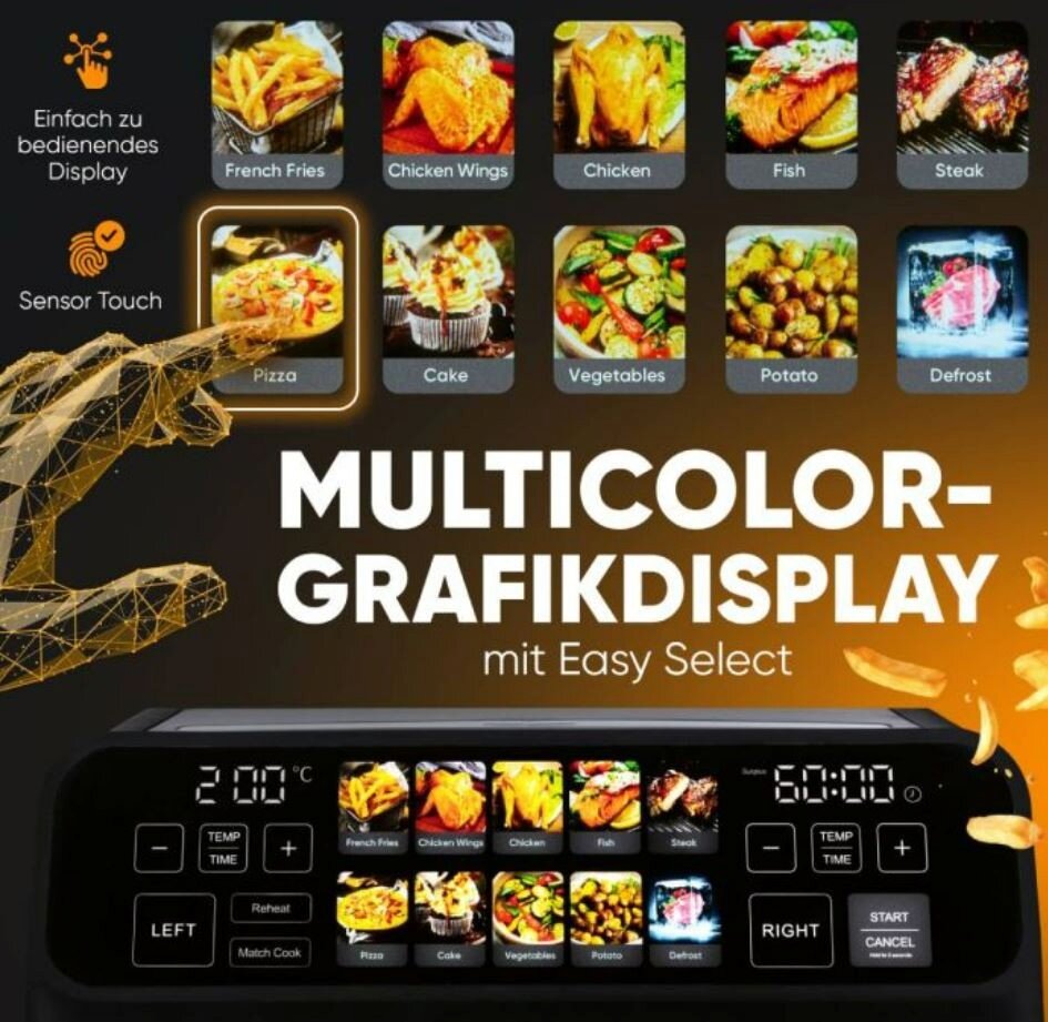 Karšto oro gruzdintuvė PCFR1287H ProfiCook karšto oro keptuvė. – Image 6