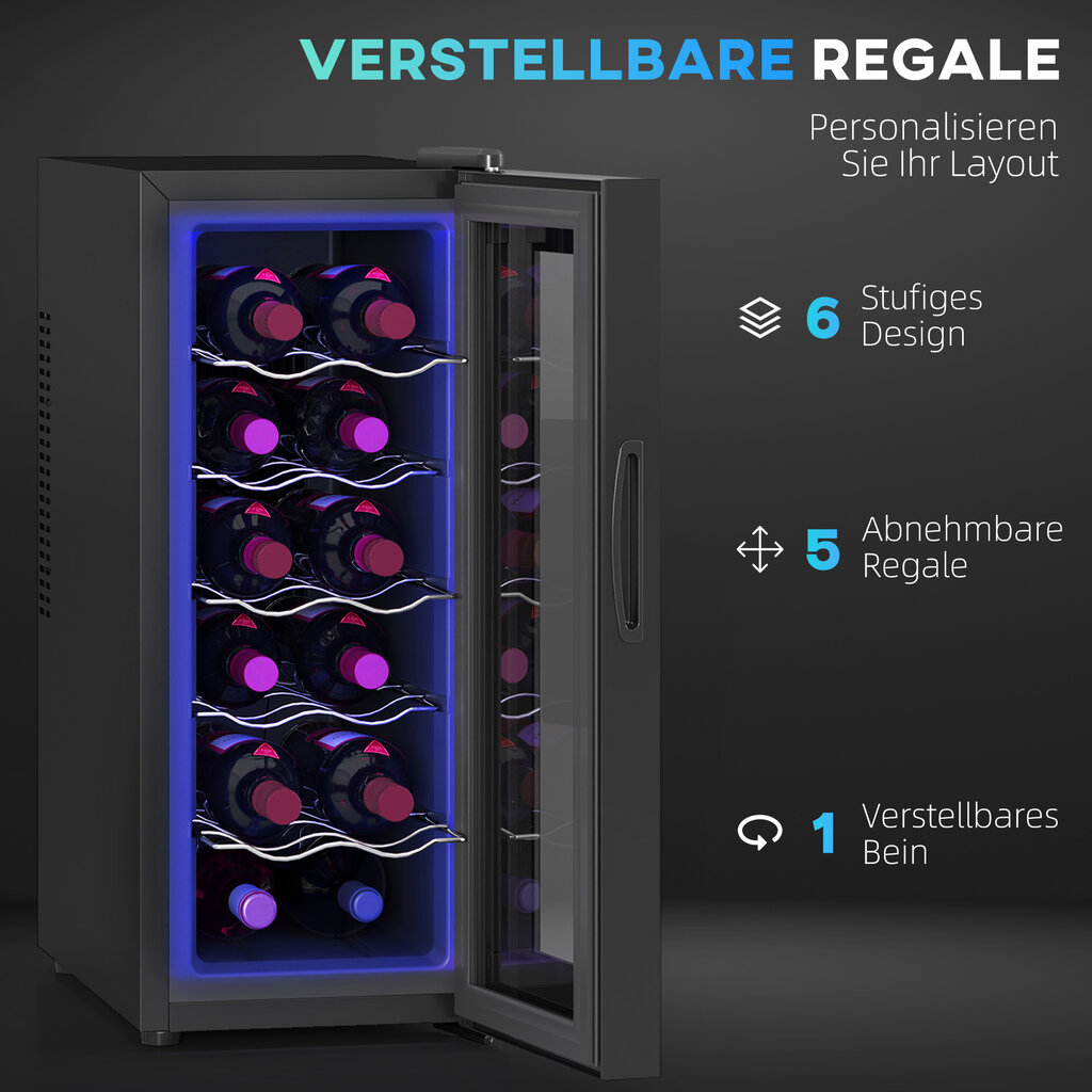 Vyno šaldytuvas Maža vyno termostatinė spintelė, 51.50*26.50*65.00CM, juoda – Image 3