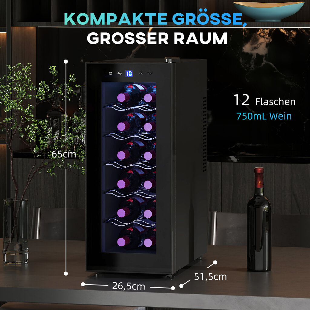 Vyno šaldytuvas Maža vyno termostatinė spintelė, 51.50*26.50*65.00CM, juoda – Image 4