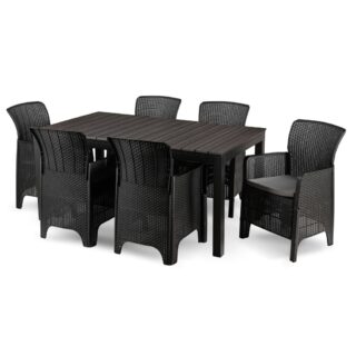 Sodo baldų komplektas Mebel Elite Technorattan ARGOS FRESNO juoda pilka